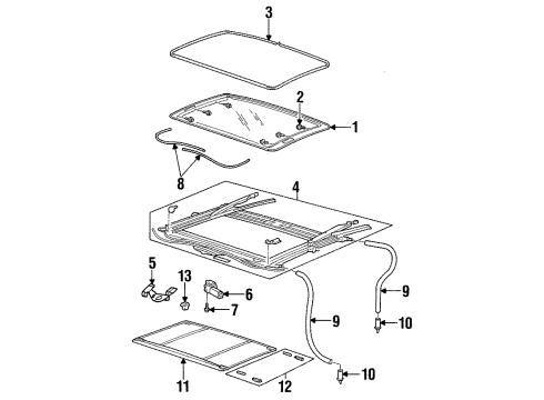 1996 Chevrolet Lumina Sunroof Sunroof Glass Bolt Diagram for 21038457