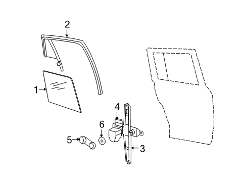 2013 Jeep Compass Rear Door Glass-Door Glass Run With Glass Diagram for 5074661AI
