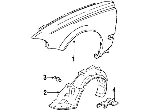 1994 Honda Civic Fender & Components Fender, Right Front (Inner) Diagram for 74101-SR3-000