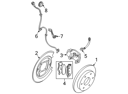 2005 Nissan Titan Anti-Lock Brakes Plate Assy-Back, Rear Brake Rh Diagram for 44020-7S220