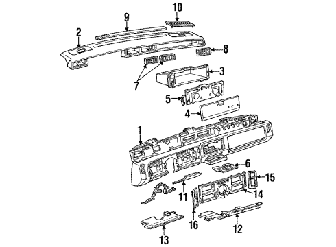 1985 Cadillac Fleetwood Instrument Panel Filler-Instrument Panel Steering Column Opening Lower *Black* Diagram for 1624352
