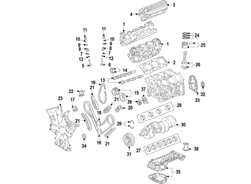2012 Lexus RX350 Engine Parts, Mounts, Cylinder Head & Valves, Camshaft & Timing, Variable Valve Timing, Oil Cooler, Oil Pan, Oil Pump, Crankshaft & Bearings, Pistons, Rings & Bearings Insulator Assy, Engine Mounting, Front Diagram for 12360-0P070