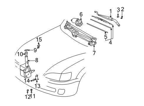 2004 Toyota Camry Wiper & Washer Components Front Windshield Wiper Arm, Right Diagram for 85211-33190