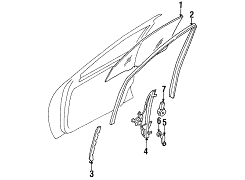 1998 Nissan Sentra Front Door Handle Assy-Door Window Regulator Diagram for 80760-8B900