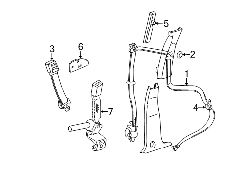 2009 Mercury Mountaineer Seat Belt Reinforce Plate Diagram for 1L2Z-78601A80-AA