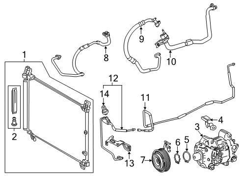 2021 Lexus RC300 A/C Condenser, Compressor & Lines Tube Sub-Assembly, Suction Diagram for 88707-30A41