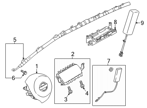 2020 Nissan Rogue Sport Air Bag Components Sensor-Air Bag, Front Center Diagram for K8581-3RA0A