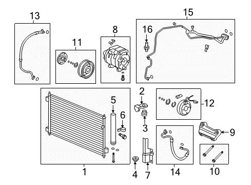 2013 Honda Crosstour A/C Condenser, Compressor & Lines Stator Set Diagram for 38924-5G0-A01