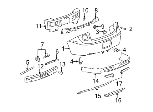 2008 Chevrolet Cobalt Rear Bumper Side Bracket Diagram for 15277668