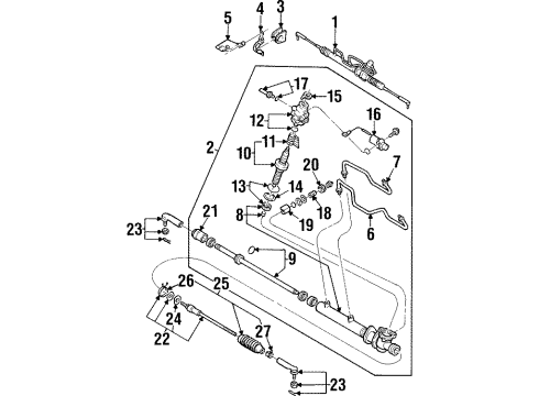 1997 Infiniti I30 Steering Column & Wheel, Steering Gear & Linkage, Housing & Components, Lower Components, Shroud, Switches & Levers Steering Gear Diagram for 49001-42U01