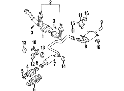 1997 Infiniti I30 Exhaust Components Three Way Catalytic Converter Diagram for 20800-0L725