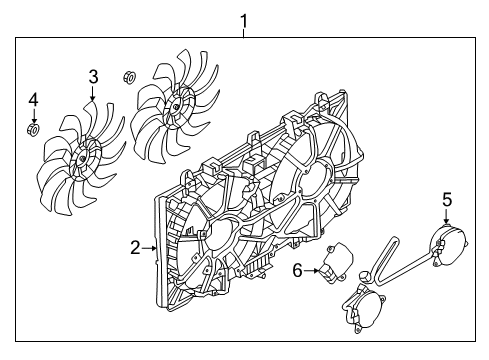 2014 Infiniti Q50 Cooling System, Radiator, Water Pump, Cooling Fan Motor & Fan Assy-W/Shroud Diagram for 21481-4GB0A