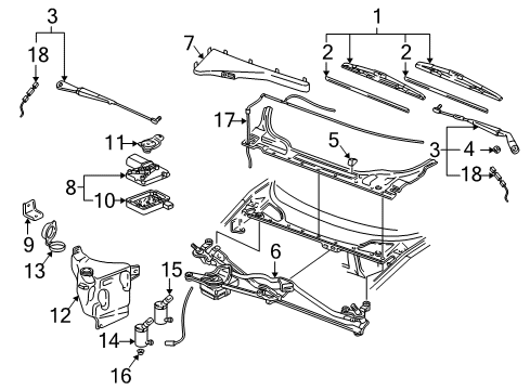 1997 Chevrolet Venture Rear Wipers Hose-Windshield Washer Pump Diagram for 10290990