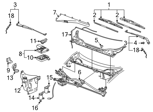 1997 Chevrolet Venture Rear Wipers Motor & Bracket Diagram for 19329716