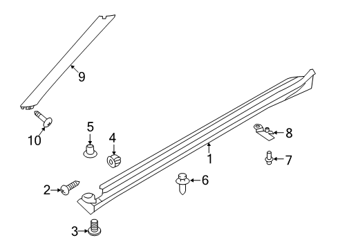 2020 Nissan Maxima Exterior Trim - Fender Mudguard-Sill Center, RH Diagram for 76850-4RA0B