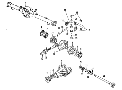 1991 Geo Tracker Rear Axle, Differential, Propeller Shaft Shield, Rear Axle Shaft Bearing Seal Diagram for 96058637