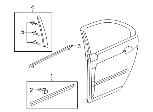 2006 Acura RL Exterior Trim - Rear Door Molding, Right Rear Door Center (Premium White Pearl) Diagram for 75303-SJA-A01ZN