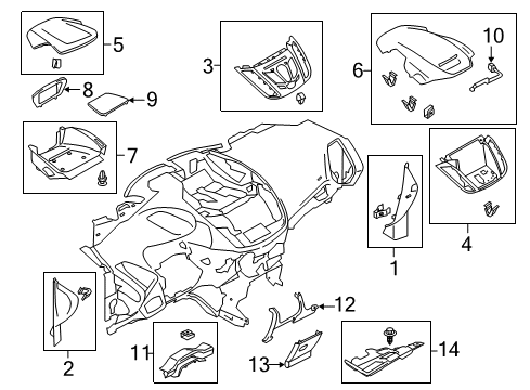 2014 Ford Escape Cluster & Switches, Instrument Panel Cluster Bezel Diagram for CJ5Z-7804321-AA