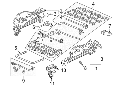 2006 Honda Accord Tracks & Components Switch Assembly, Power Seat (Gray) Diagram for 35950-SM4-J32ZY