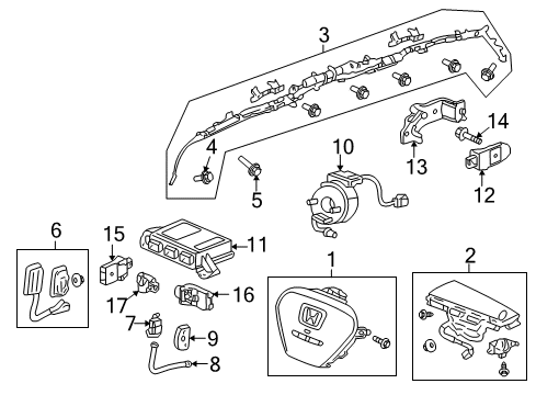 2010 Honda Element Air Bag Components SRS Unit (Trw) Diagram for 77960-SCV-A01