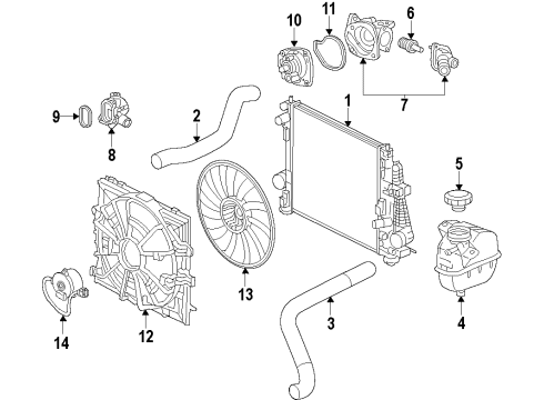 2013 Cadillac ATS Cooling System, Radiator, Water Pump, Cooling Fan Fan Blade Diagram for 22800706