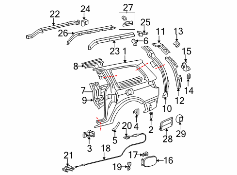 Diagram for 2004 Toyota Sienna Side Panel & Components