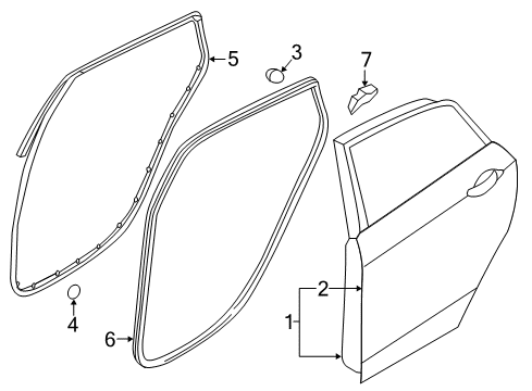 2014 Hyundai Elantra GT Rear Door Cover Assembly-Rear Door Frame Inner, RH Diagram for 83280-A5000