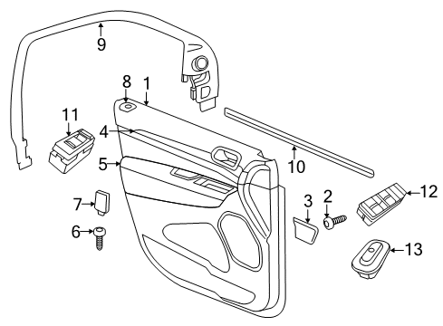 2016 Jeep Grand Cherokee Interior Trim - Front Door Pin-Door Panel ATTACHING Diagram for 6509673AA