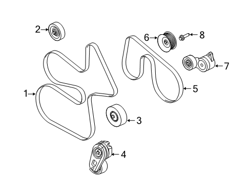 2021 Ford F-350 Super Duty Belts & Pulleys Tensioner Diagram for LC3Z-8553-A