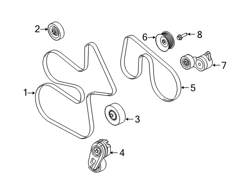 2021 Ford F-350 Super Duty Belts & Pulleys Serpentine Tensioner Diagram for AL3Z-6B209-C