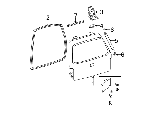 2003 Ford Expedition Gate & Hardware Lift Gate Diagram for 6L1Z-7840010-B