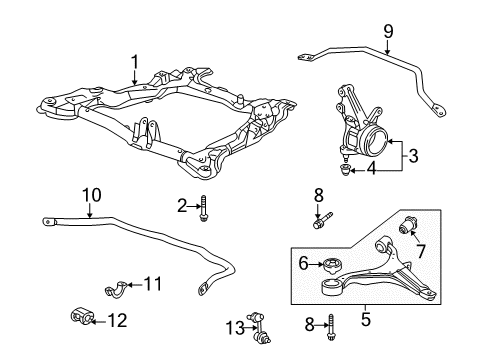 2011 Honda Element Front Suspension Components, Lower Control Arm, Stabilizer Bar Bolt, Flange (14X91) Diagram for 90118-SCV-A00