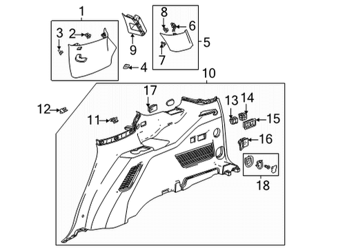 2021 GMC Yukon XL Interior Trim - Quarter Panels Lock Pillar Trim Diagram for 84842822