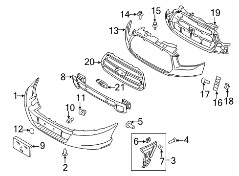 2019 Ford Transit-250 Front Bumper Grille Diagram for CK4Z-17E810-AA