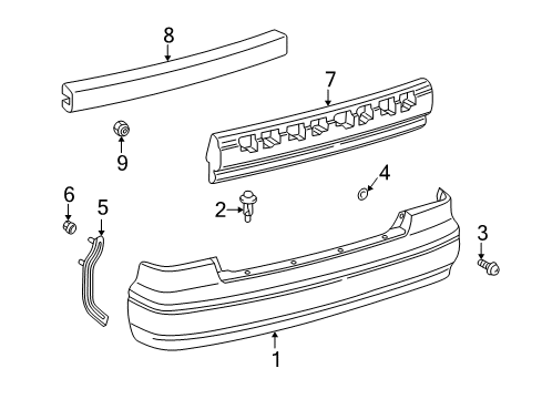 2000 Toyota Camry Rear Bumper Bumper Cover Bolt Diagram for 90149-60093