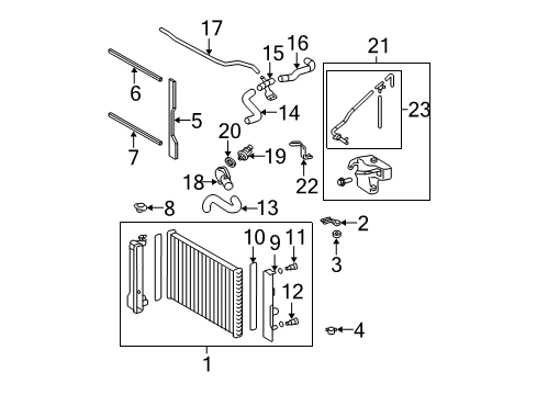 2009 Toyota Corolla Radiator & Components Rear Hose Diagram for 16571-0T210