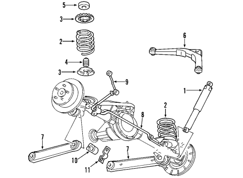 2000 Jeep Grand Cherokee Rear Suspension Components, Lower Control Arm, Upper Control Arm, Stabilizer Bar Bar-Rear Suspension Diagram for 52088739AD