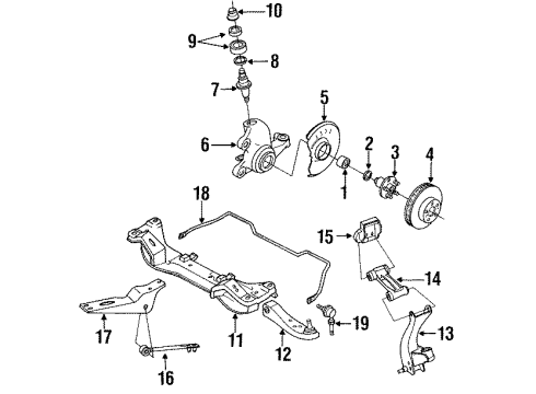 1992 Infiniti Q45 Front Suspension Components BUSHING STABLZR Diagram for 54613-60U11