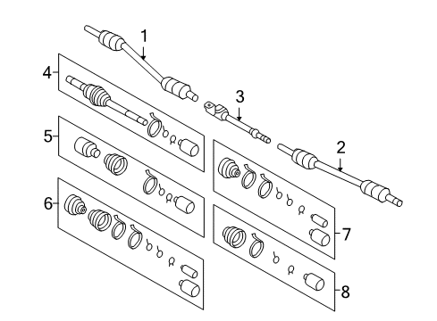 2007 Hyundai Entourage Drive Axles - Front Bearing Bracket & Shaft Diagram for 495604D000