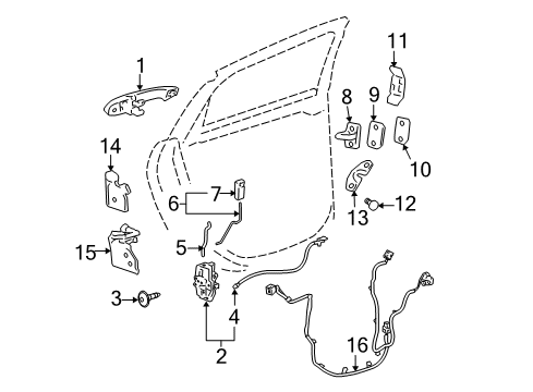 2007 Chevrolet Impala Rear Door - Lock & Hardware Lock Assembly Diagram for 20790500