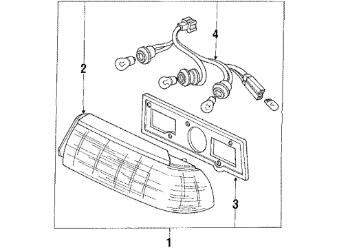 1989 Honda Civic Tail Lamps Socket, Passenger Side Diagram for 33502-SH3-A01