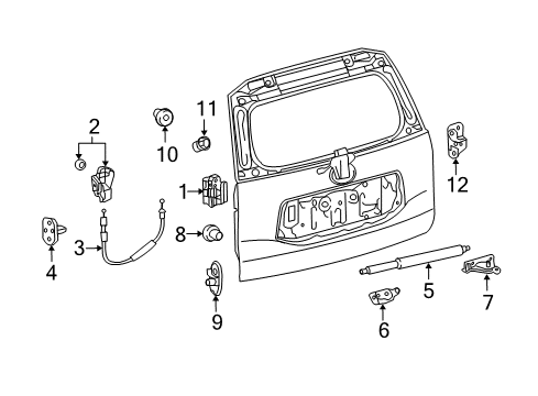 2020 Lexus GX460 Back Door Cushion, Back Door Stopper Diagram for 67293-60040