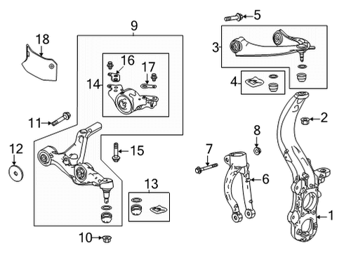 2022 Acura MDX Front Suspension Components Nut, Self-Lock (16MM) Diagram for 90381-STX-A01