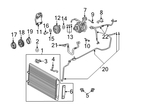 2003 Toyota Camry A/C Condenser, Compressor & Lines Reman Compressor Ass Diagram for 88320-33160-84
