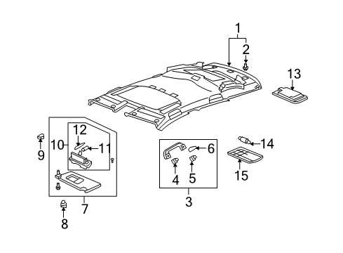 2009 Acura RDX Interior Trim - Roof Mirror Assembly, Passenger Side Lamp (Clear Gray) Diagram for 83221-STK-A01ZA