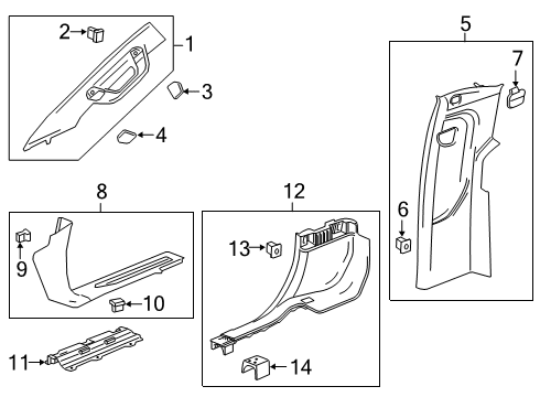 2020 GMC Sierra 1500 Interior Trim - Cab Lock Pillar Trim Diagram for 84611842