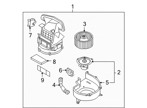 2002 Nissan Altima Blower Motor & Fan Blower Assy-Front Diagram for 27200-8J010