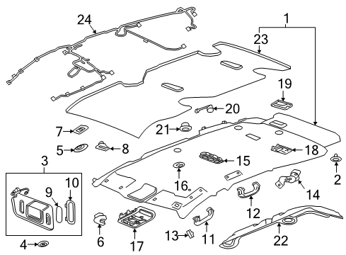 2022 Buick Enclave Interior Trim - Roof Sunvisor Support Diagram for 84434125