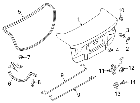 2018 Ford Fusion Trunk Tension Rod Diagram for DS7Z-5444890-F