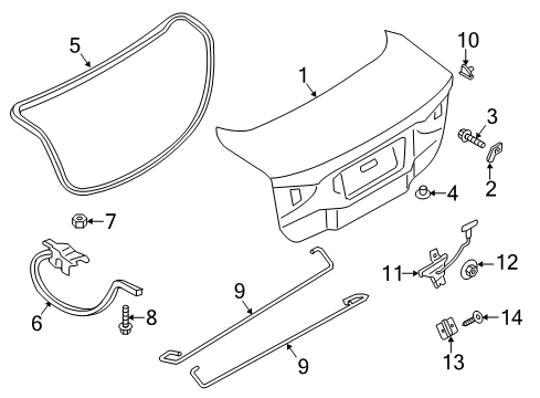 2018 Ford Fusion Trunk Hinge Diagram for DS7Z-5442701-M